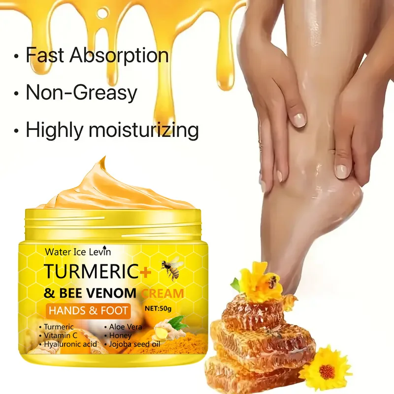 Turmeric Bee Venom Anti-Drying Crack Foot Cream Hand Cracked Repair Skin Removal Care Cream Dead Feet Hand Skin 50g - Image 2